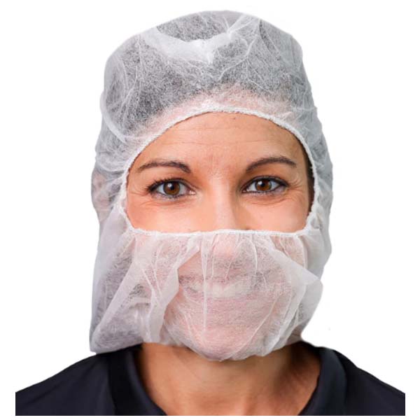 WHITE SPUNBOND POLYPROPYLENE HOODS, LARGE #B19N13